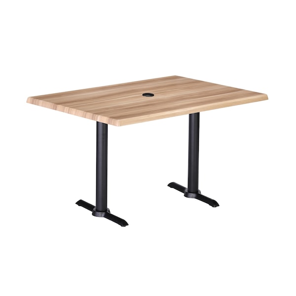Two 36" Tall OD211EB Black Table Bases a 22" a 30"x48" Natural Top Umbrella Hole